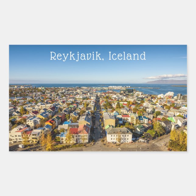 Pegatina Rectangular Reykjavik Islandia (Anverso)