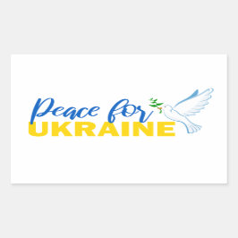 Pegatina Rectangular Reza con Ucrania, alto a la guerra, sombrero camio