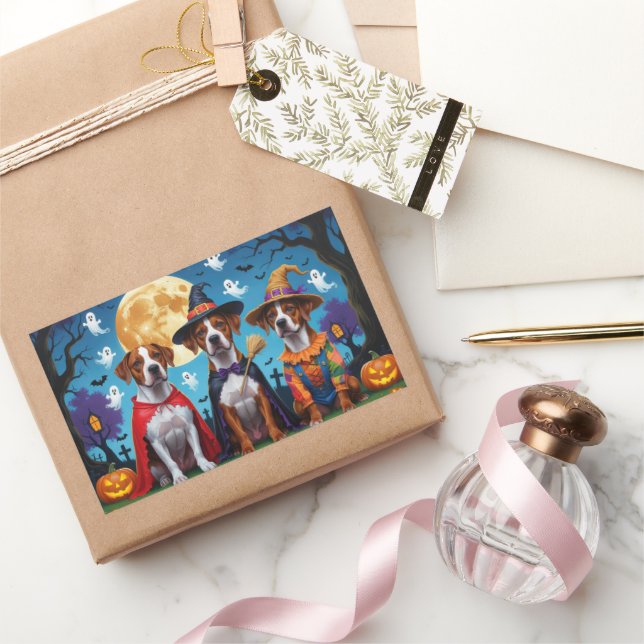 Pegatina Rectangular Rhodesia Ridgeback Perros Calabaza Halloween Graci (Regalar)