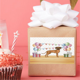 Pegatina Rectangular Rhodesian Ridgeback Cute Colorful Pastel Cumpleaño