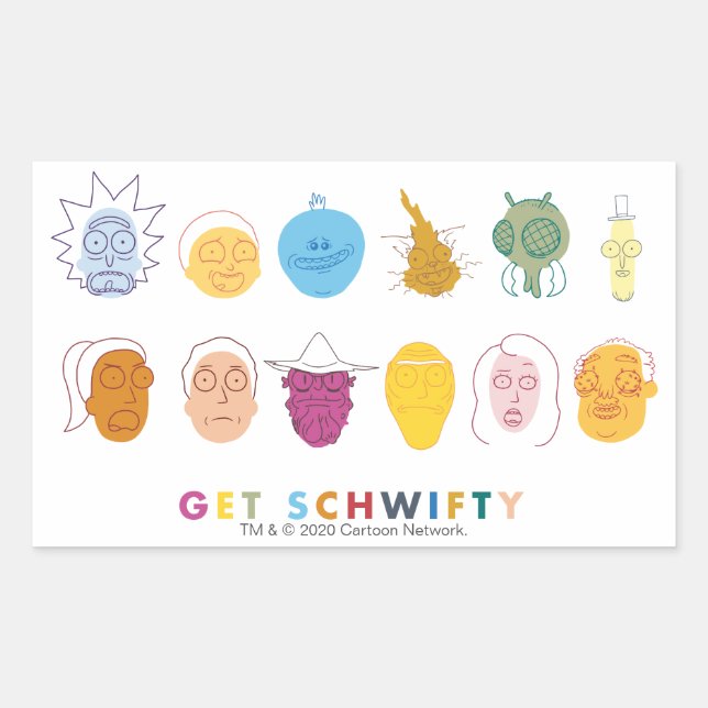 Pegatina Rectangular RICK AND MORTY™ | Obtener Schwifty (Anverso)