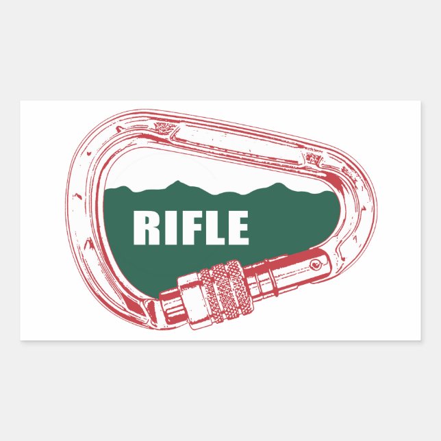 Pegatina Rectangular Rifle Climbing Carabiner (Anverso)