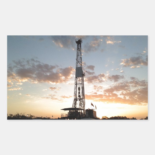Pegatina Rectangular Rig de perforación del oeste de Texas (Anverso)