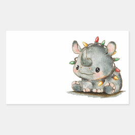 Pegatina Rectangular Rinoceronte festivo
