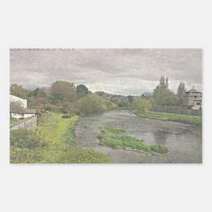 Pegatina Rectangular Río Hafren en Newtown, Powys