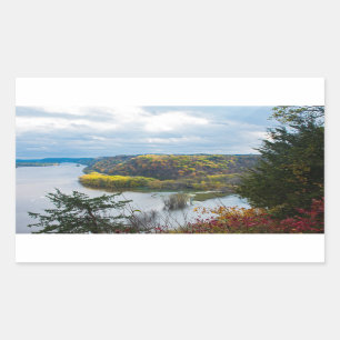 Pegatina Rectangular Río Misisipi y bosques durante el otoño