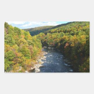 Pegatina Rectangular Río Ohiopyle en otoño en Pensilvania