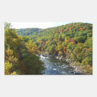 Pegatina Rectangular Río Ohiopyle en otoño II en Pensilvania