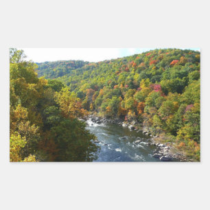 Pegatina Rectangular Río Ohiopyle en Otoño II Pennsylvania Otoño