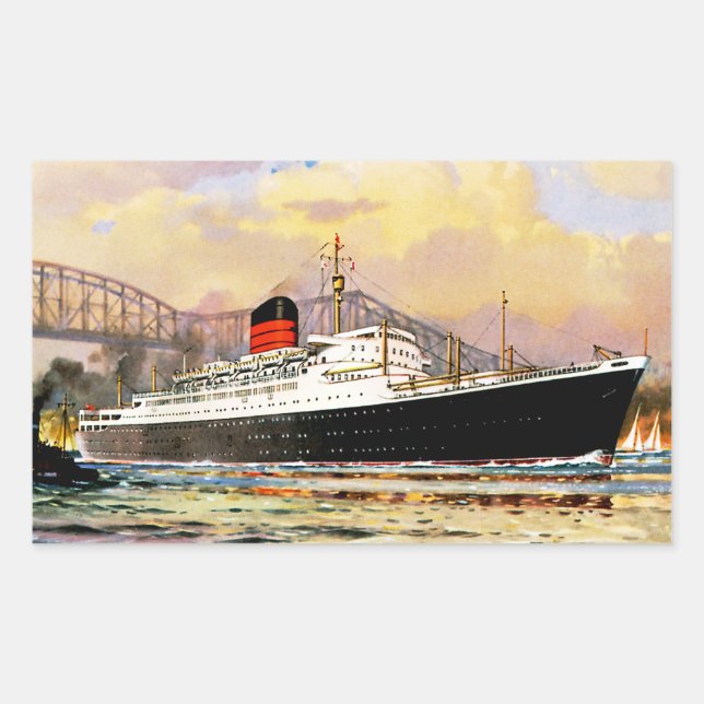 Pegatina Rectangular RMS Saxonia (Anverso)