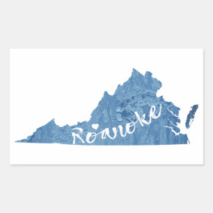 Pegatina Rectangular Roanoke Virginia Wood Grain