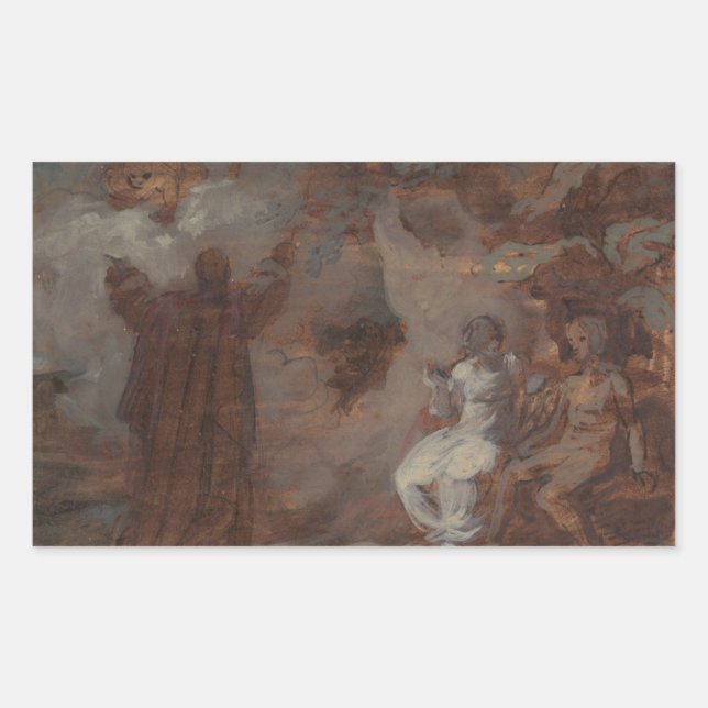 Pegatina Rectangular Robert Smirke - Prospero Conjuring a Masque (Anverso)
