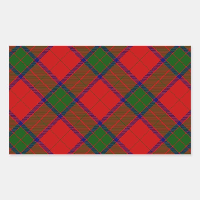 Pegatina Rectangular Robertson tartan platillo rojo (Anverso)