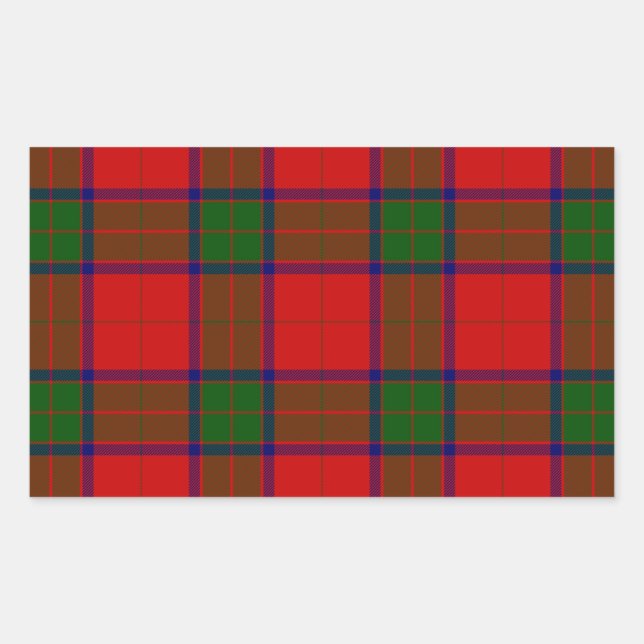 Pegatina Rectangular Robertson tartan platillo rojo (Anverso)