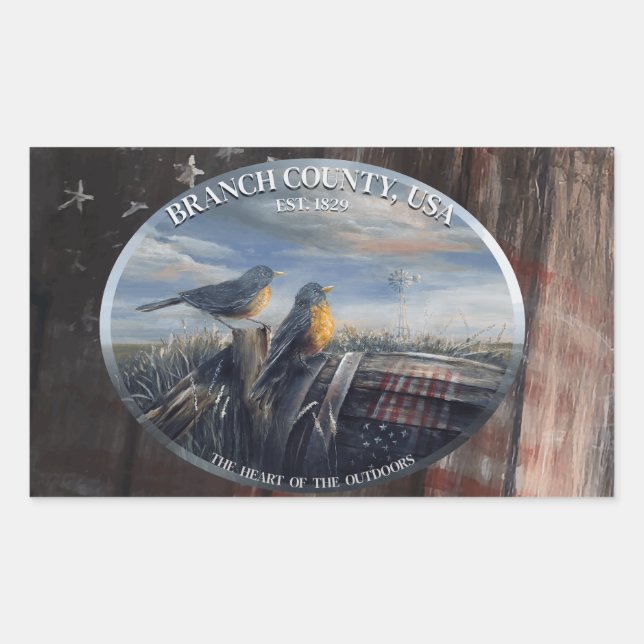 Pegatina Rectangular Robin Branch Co MICH (Anverso)