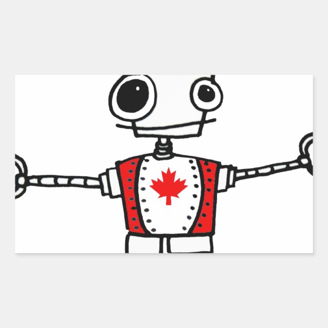 Pegatina Rectangular Robot canadiense (Anverso)