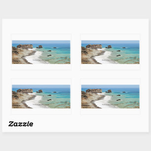 Pegatina Rectangular Roca de Afrodita, Chipre,