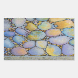 Pegatina Rectangular Roca del río Pastel de Petróleo y guijarros