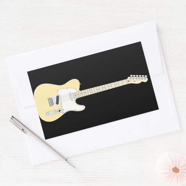 Pegatina Rectangular Rock n Roll Guitar (Sobre)