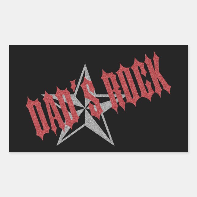 Pegatina Rectangular Rock Star Dad ~ Día del Padre (Anverso)