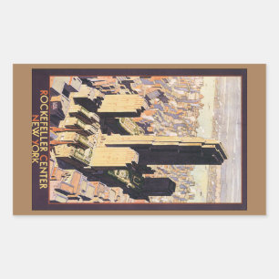 Pegatina Rectangular Rockefeller Center Nueva York