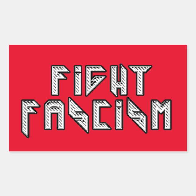 Pegatina Rectangular Rockero retro - Combatir el fascismo (Anverso)