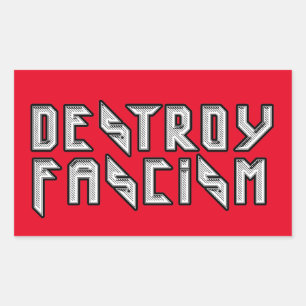 Pegatina Rectangular Rockero retro - Destruir el fascismo
