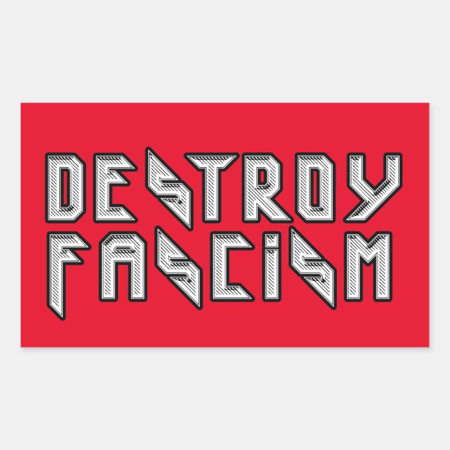 Pegatina Rectangular Rockero retro - Destruir el fascismo (Anverso)