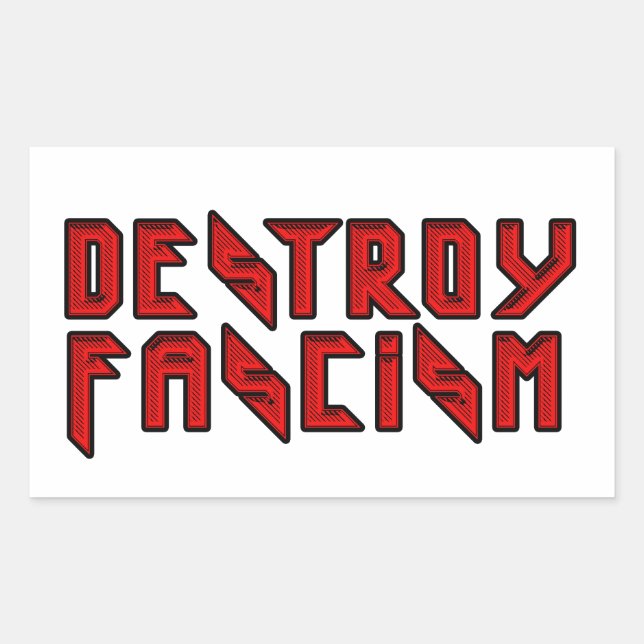 Pegatina Rectangular Rockero retro - Destruir el fascismo (Anverso)