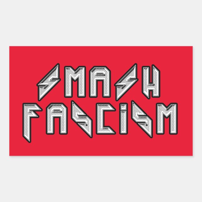 Pegatina Rectangular Rockero retro - Fraude el fascismo (Anverso)