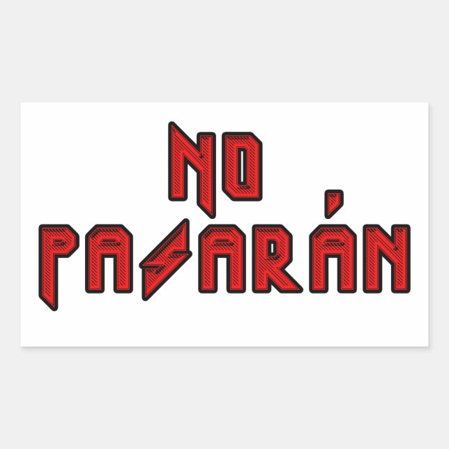 Pegatina Rectangular Rockero retro - Sin pasarán (Anverso)