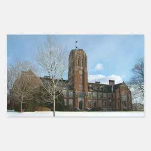 Pegatina Rectangular Rockwell en invierno en Grove City College