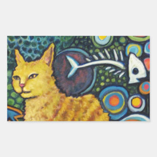Pegatina Rectangular Rocky, los productos del gato Rock Star