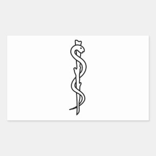 Pegatina Rectangular Rod de Asclepius [símbolo médico]