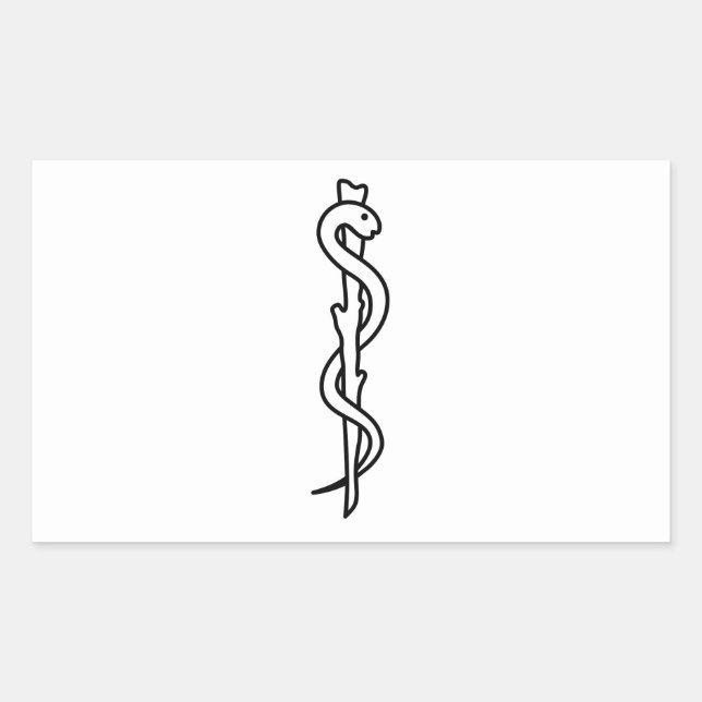 Pegatina Rectangular Rod de Asclepius [símbolo médico] (Anverso)