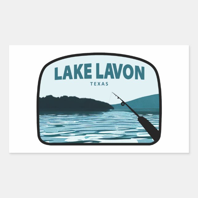 Pegatina Rectangular Rod de pesca del lago Lavon Texas (Anverso)