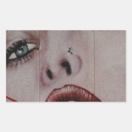 Pegatina Rectangular Rojo labios