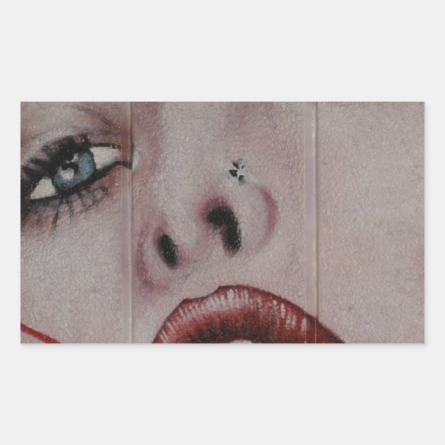 Pegatina Rectangular Rojo labios (Anverso)