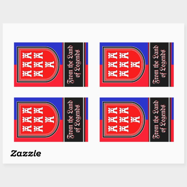 Pegatina Rectangular Rojo y Azul (Hoja)