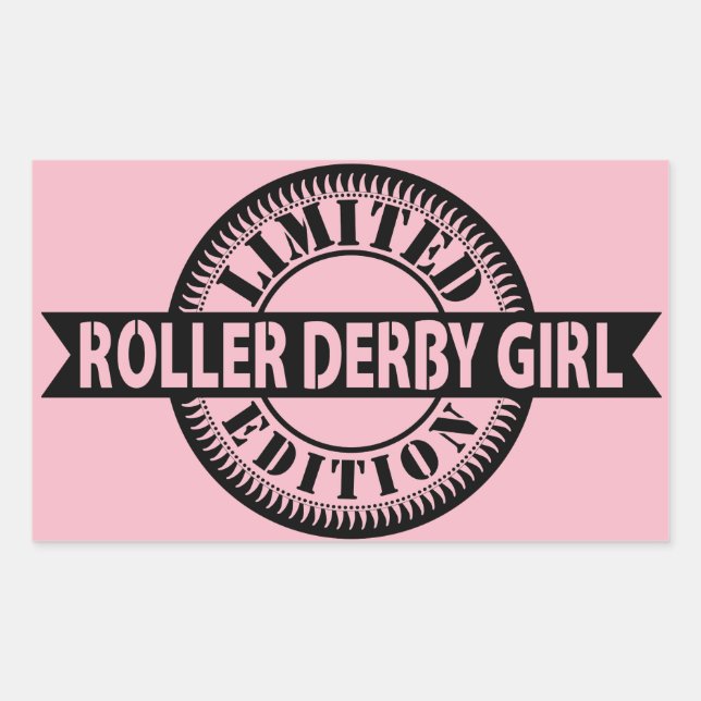 Pegatina Rectangular Roller Derby Chica Edición Limitada, Diseño de Pat (Anverso)