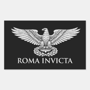 Pegatina Rectangular ROMA INVICTA Emblema del Águila Romana