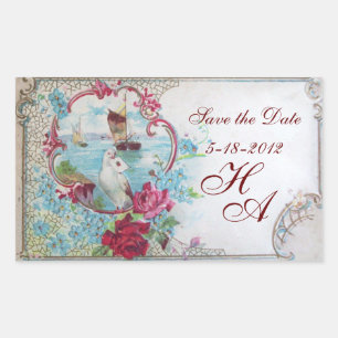 Pegatina Rectangular ROMANTICA MONOGRAM,Guardar la fecha