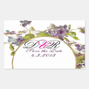 PEGATINA RECTANGULAR ROMANTİCA MONOGRAM / VIOLETAS PURPLE GUARDAR LA FE
