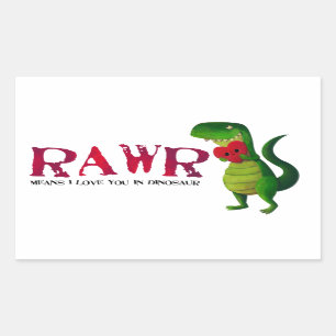 Pegatina Rectangular Romántico RAWR T-rex Dinosaur
