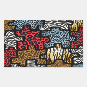 Pegatina Rectangular Rompecabezas de estampado animal Rockabilly RAB