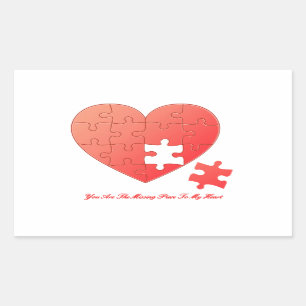 Pegatina Rectangular Romper el corazón con la pieza faltante