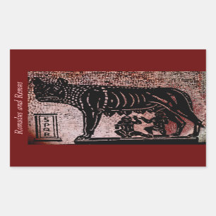Pegatina Rectangular Romulus y Remus