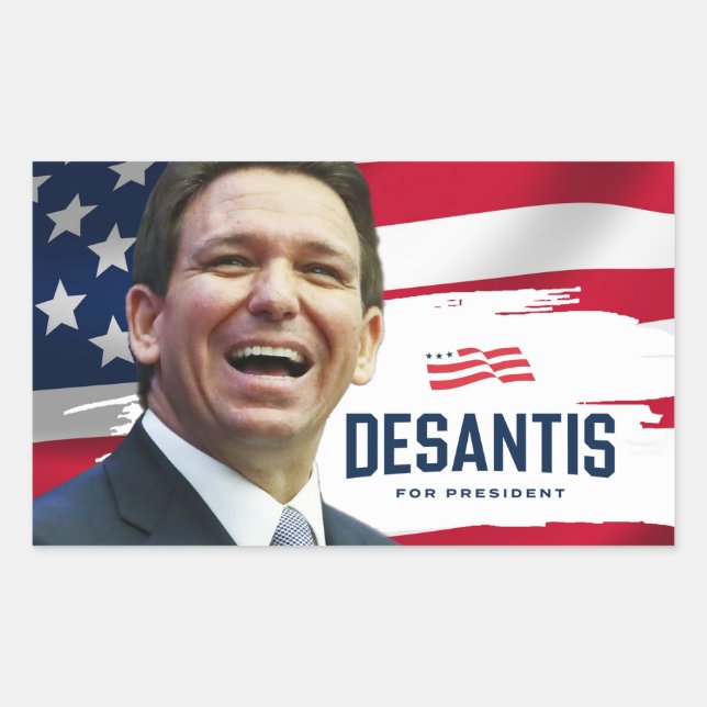 Pegatina Rectangular Ron DeSantis para presidente 2024 (Anverso)