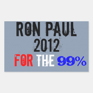 Pegatina Rectangular Ron Paul 2012, Por El 99%