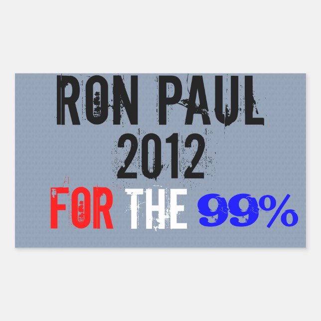 Pegatina Rectangular Ron Paul 2012, Por El 99% (Anverso)